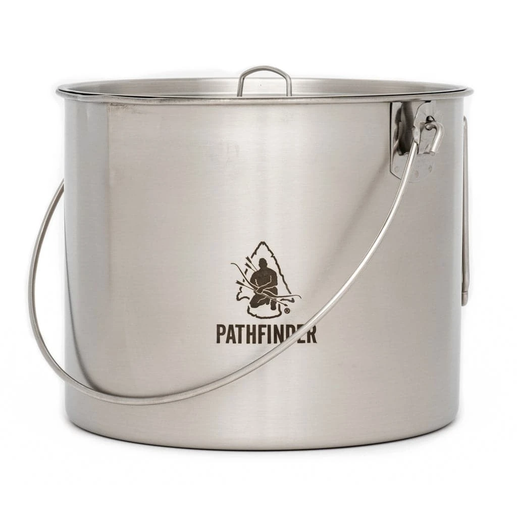 Pathfinder Branded Survival Gear Stainless Steel 120oz. Bush Pot And Lid 4 Pathfinder Branded Survival Gear Stainless Steel 120oz. Bush Pot And Lid