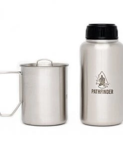 Pathfinder Branded Stainless Steel Bottle & Nesting Cup Set Survival Gear 16 Pathfinder Branded Stainless Steel Bottle & Nesting Cup Set Survival Gear