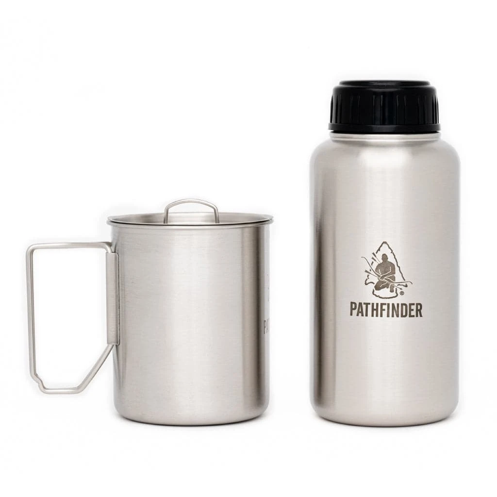 Pathfinder Branded Stainless Steel Bottle & Nesting Cup Set Survival Gear 7 Pathfinder Branded Stainless Steel Bottle & Nesting Cup Set Survival Gear