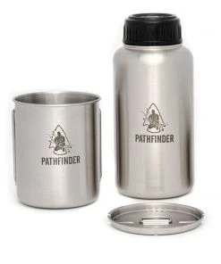 Pathfinder Branded Stainless Steel Bottle & Nesting Cup Set Survival Gear