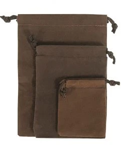 PaperMart 3 Pc. Brown Velour Bag Set Survival Gear