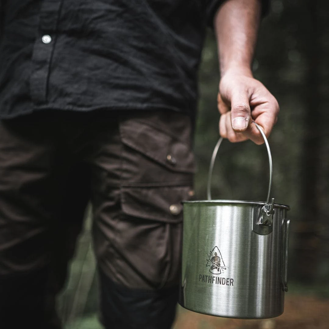 Pathfinder Branded Stainless Steel 64oz. Bush Pot Survival Gear 12 Pathfinder Branded Stainless Steel 64oz. Bush Pot Survival Gear