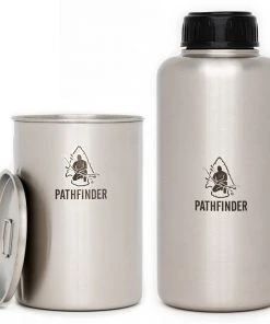 Pathfinder Branded 64oz Stainless Steel Water Bottle And Nesting Cup Set