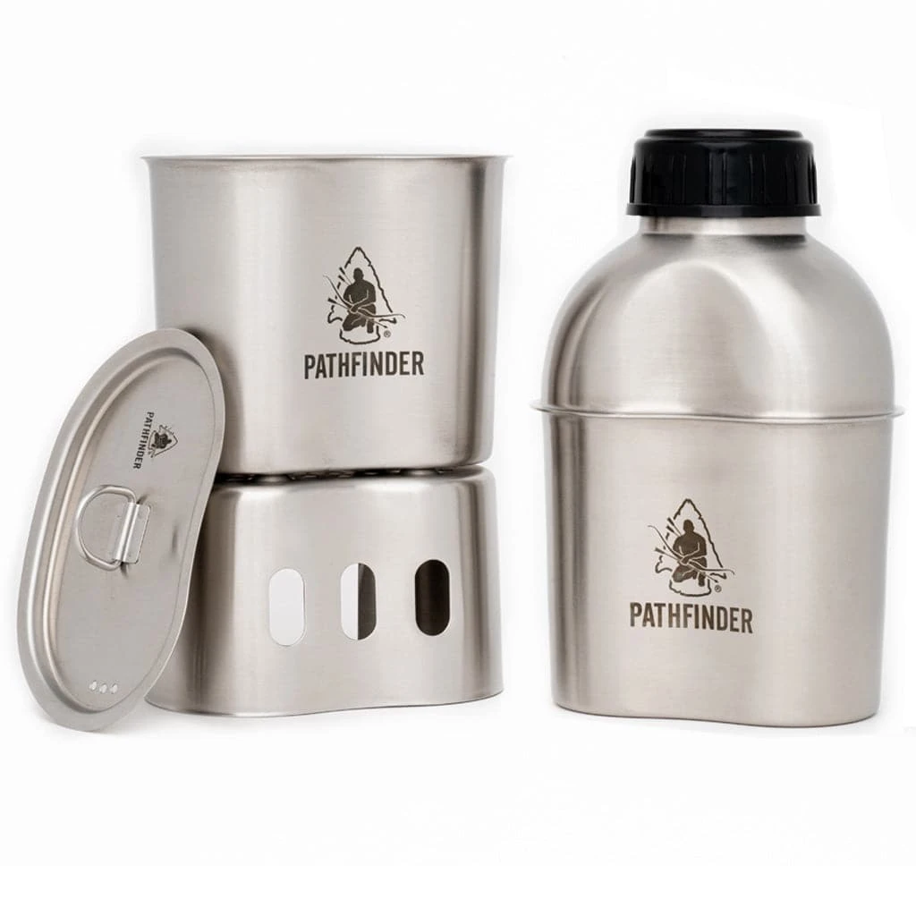 Pathfinder Branded Stainless Steel Canteen Cooking Set Survival Gear 3 Pathfinder Branded Stainless Steel Canteen Cooking Set Survival Gear