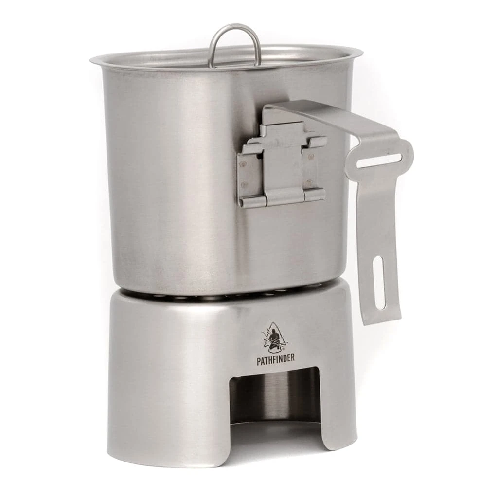 Pathfinder Branded Stainless Steel Canteen Cooking Set Survival Gear 6 Pathfinder Branded Stainless Steel Canteen Cooking Set Survival Gear
