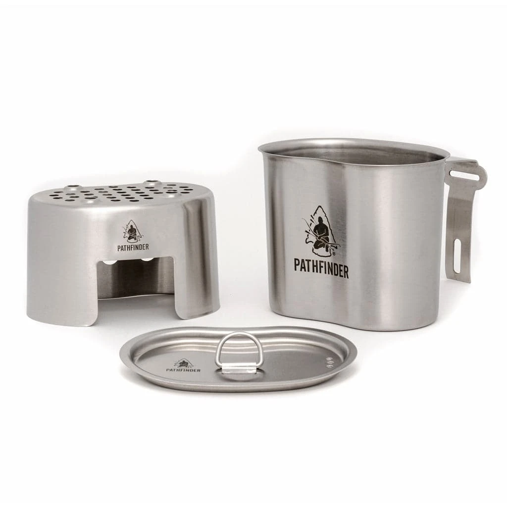 Pathfinder Branded Stainless Steel Canteen Cooking Set Survival Gear 7 Pathfinder Branded Stainless Steel Canteen Cooking Set Survival Gear
