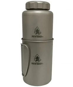 Pathfinder Branded Survival Gear 1050ml Titanium Bottle & Cup Set