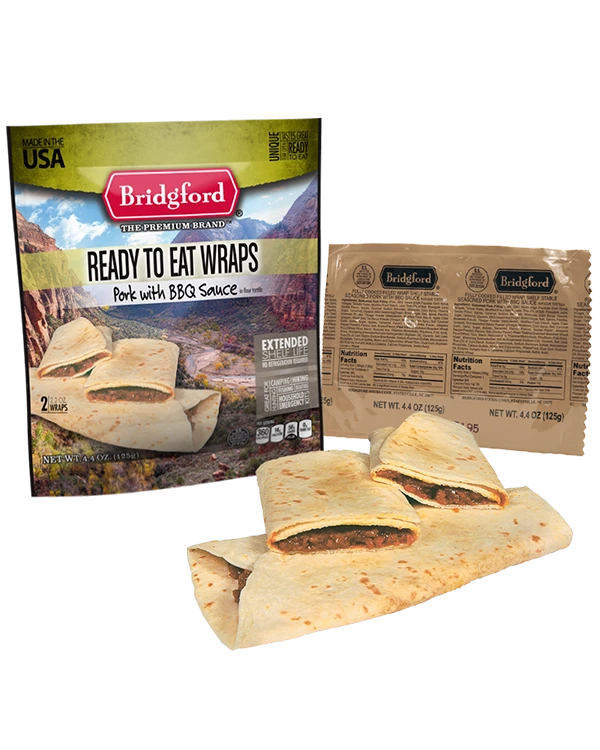 Survival Gear Bridgford Foods Corporation - BBQ Pork Wrap (2pk) 3 Survival Gear Bridgford Foods Corporation - BBQ Pork Wrap (2pk)