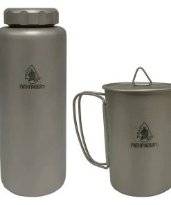 Pathfinder Branded Survival Gear 1050ml Titanium Bottle & Cup Set